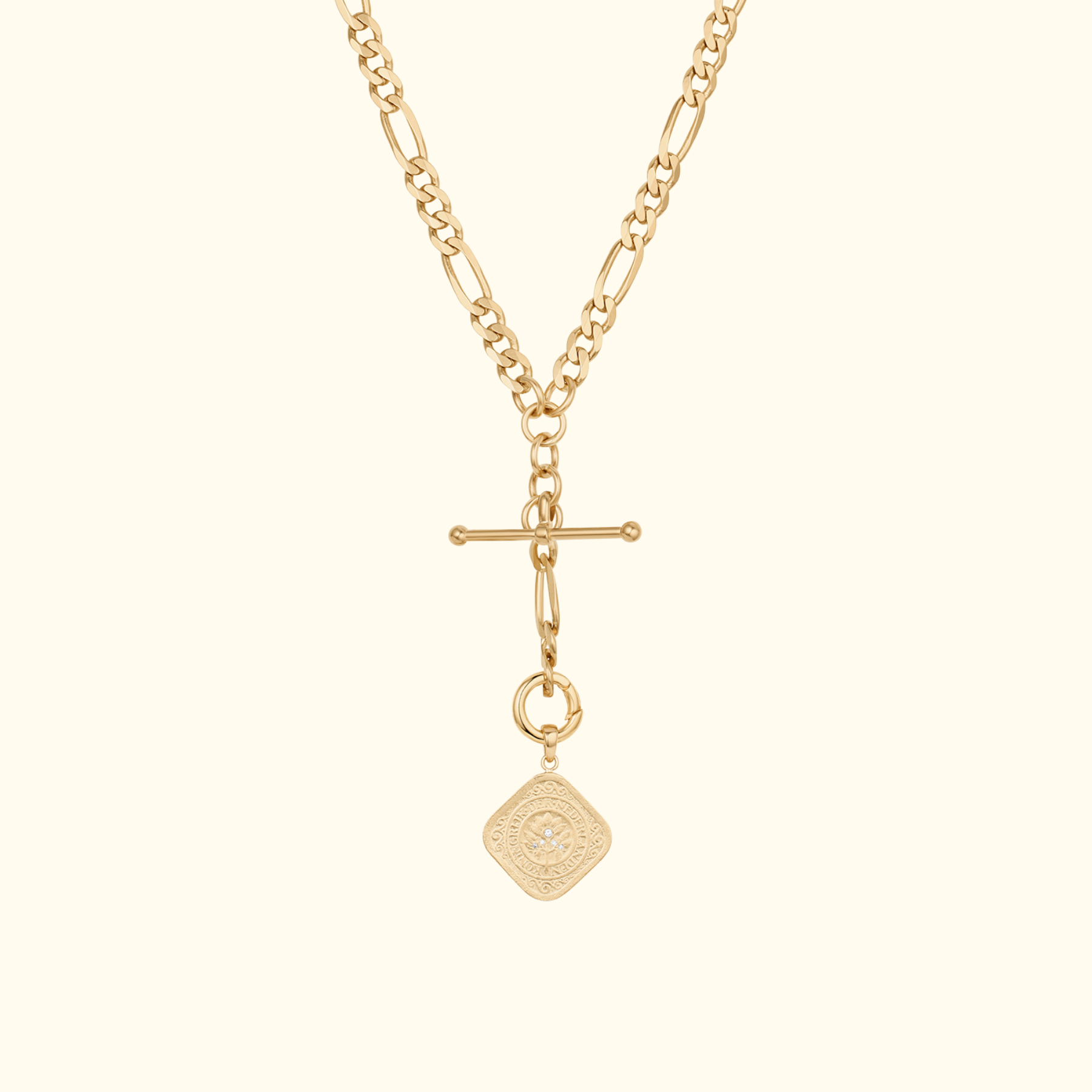 albert watch chain necklace with toggle in 14k gold by jessica liu