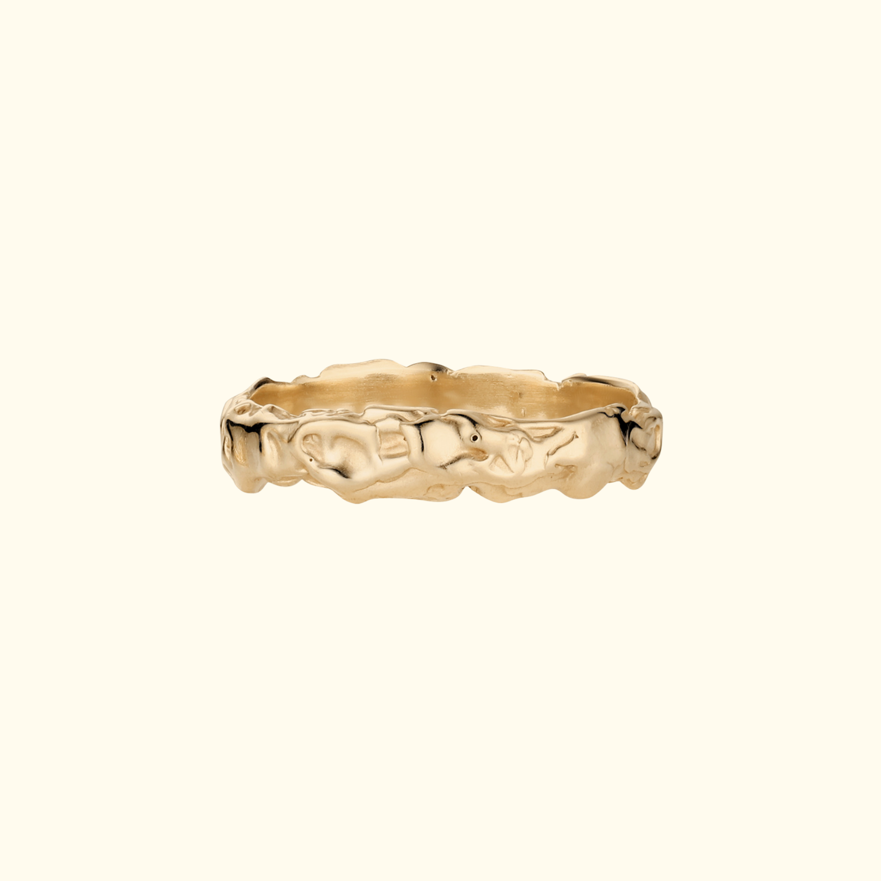 3mm organic molten ring band in 10k gold by jessica liu