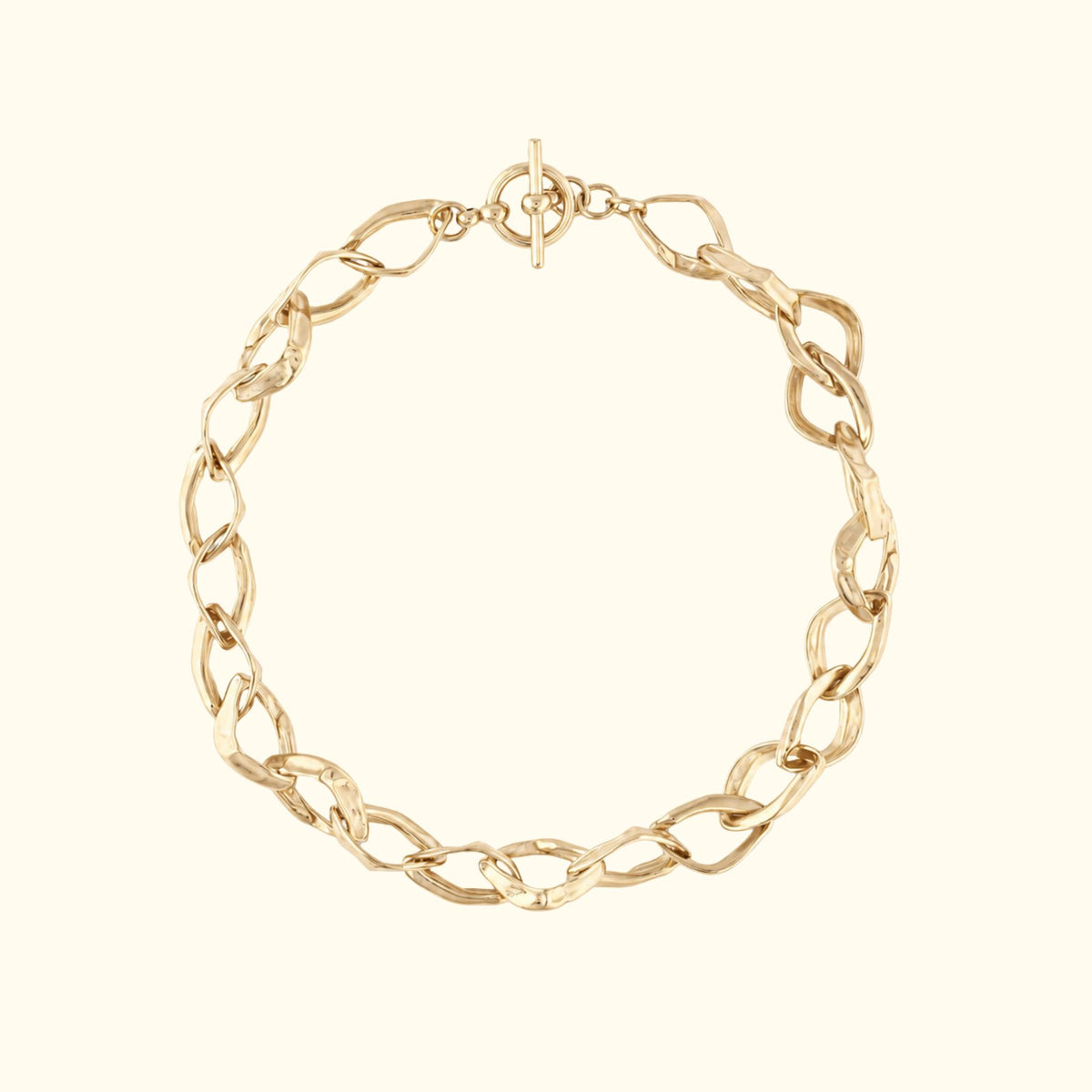 Abstract chunky chain statement necklace in 14k yellow gold by Jessica Liu