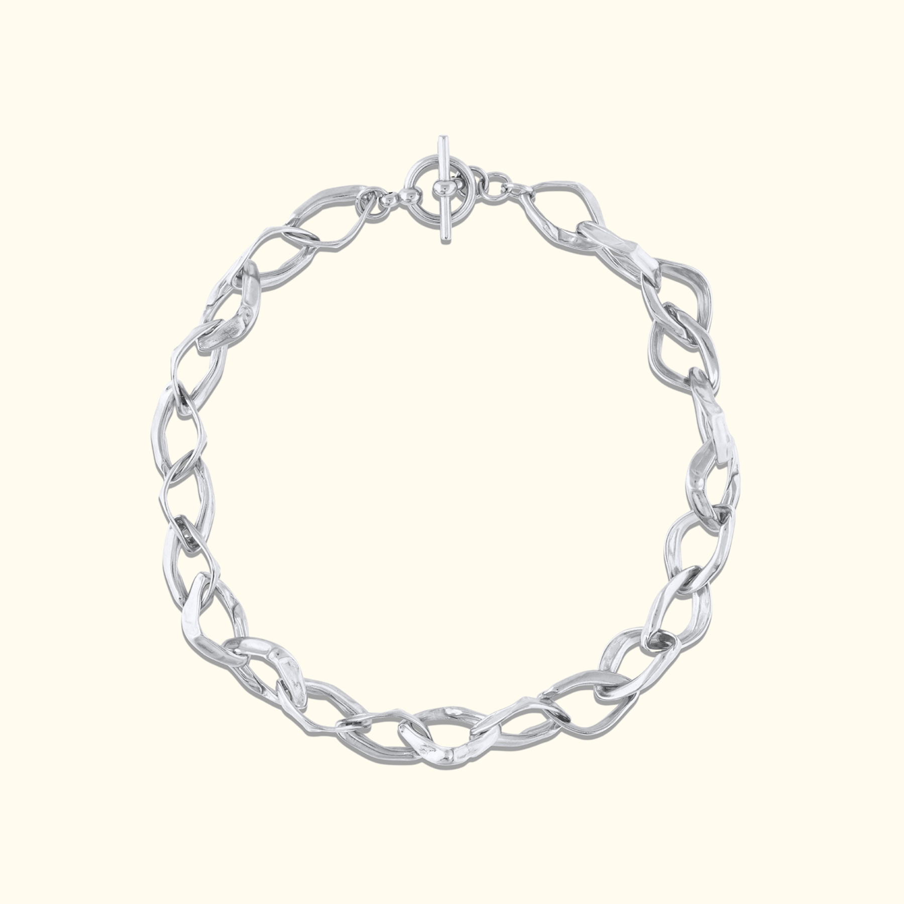 sculptural abstract chunky paper chain statement choker necklace in sterling silver by jessica liu