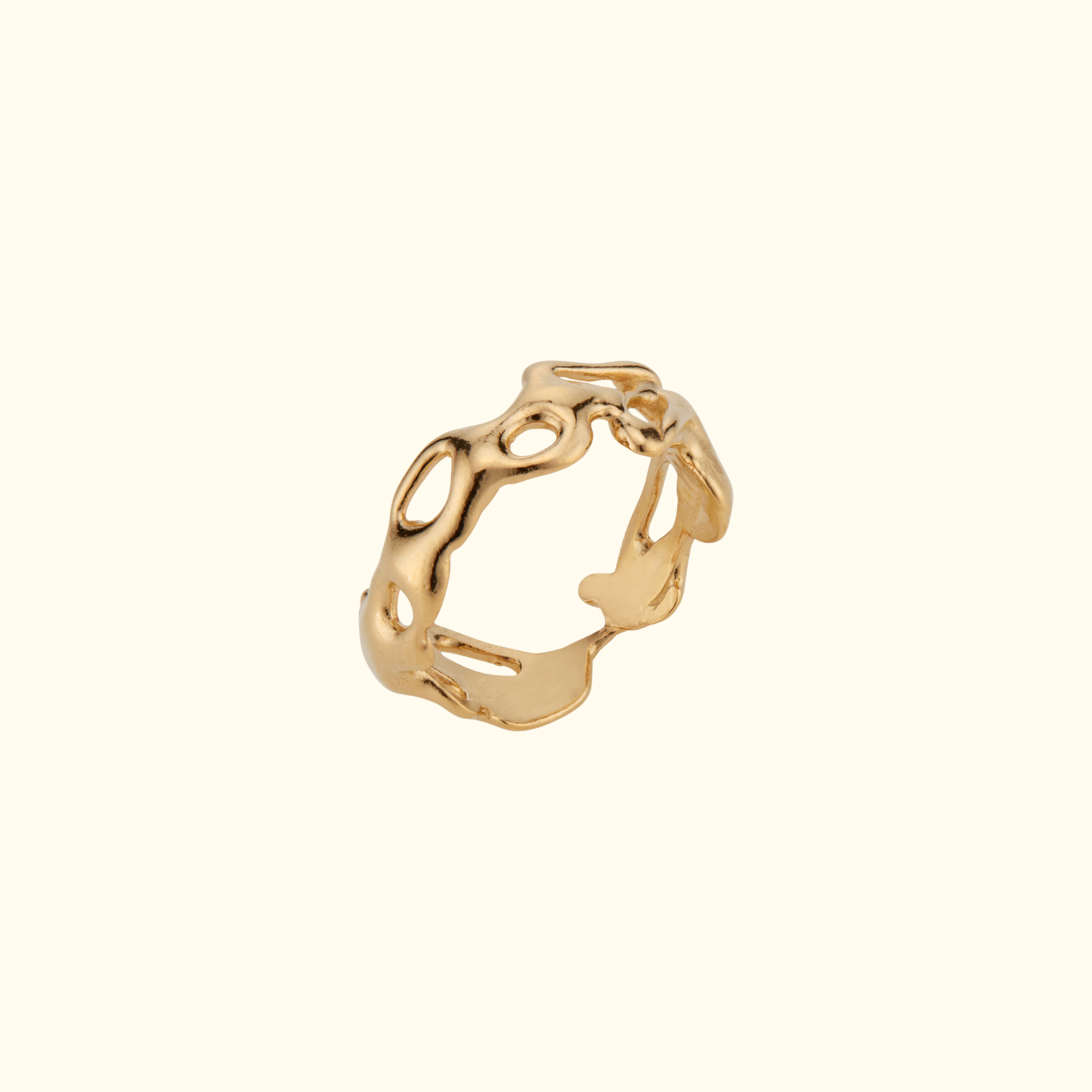 organic squiggly ring band in 14k gold by jessica liu