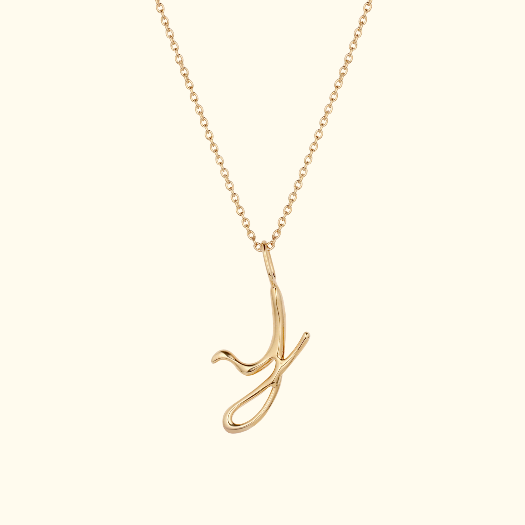 14k gold letter j necklace by jessica liu