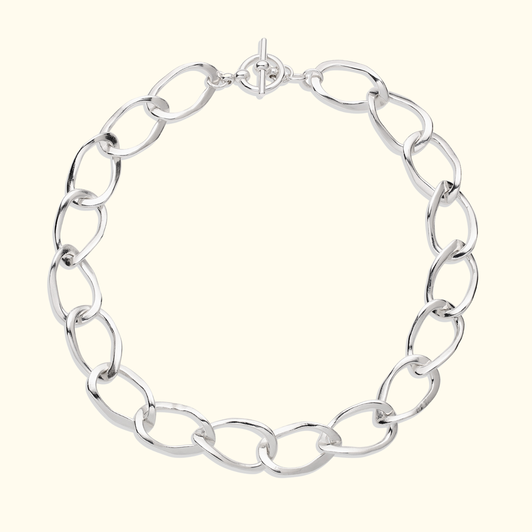 chunky silver chain necklace with toggle clasp in silver by jessica liu