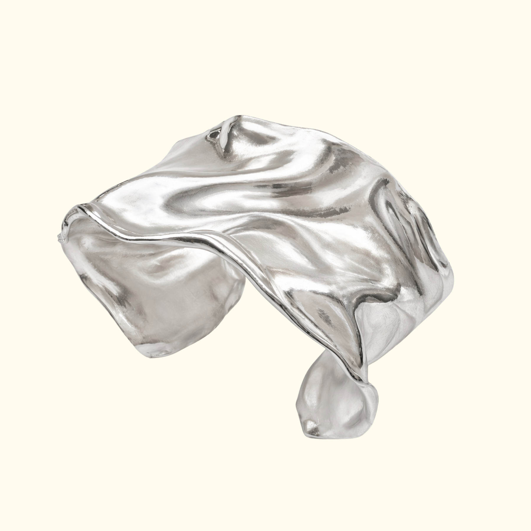 sculptural organic ribbon statement cuff bracelet in sterling silver by jessica liu