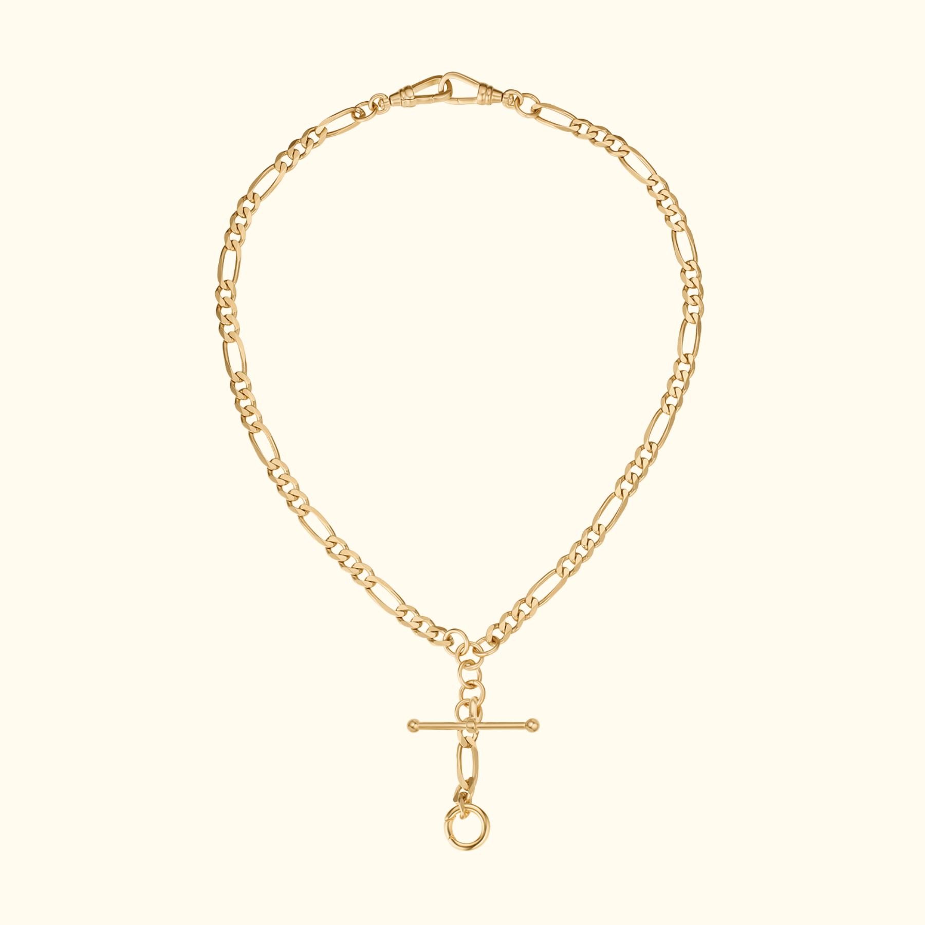 albert watch chain necklace with toggle in 14k gold by jessica liu
