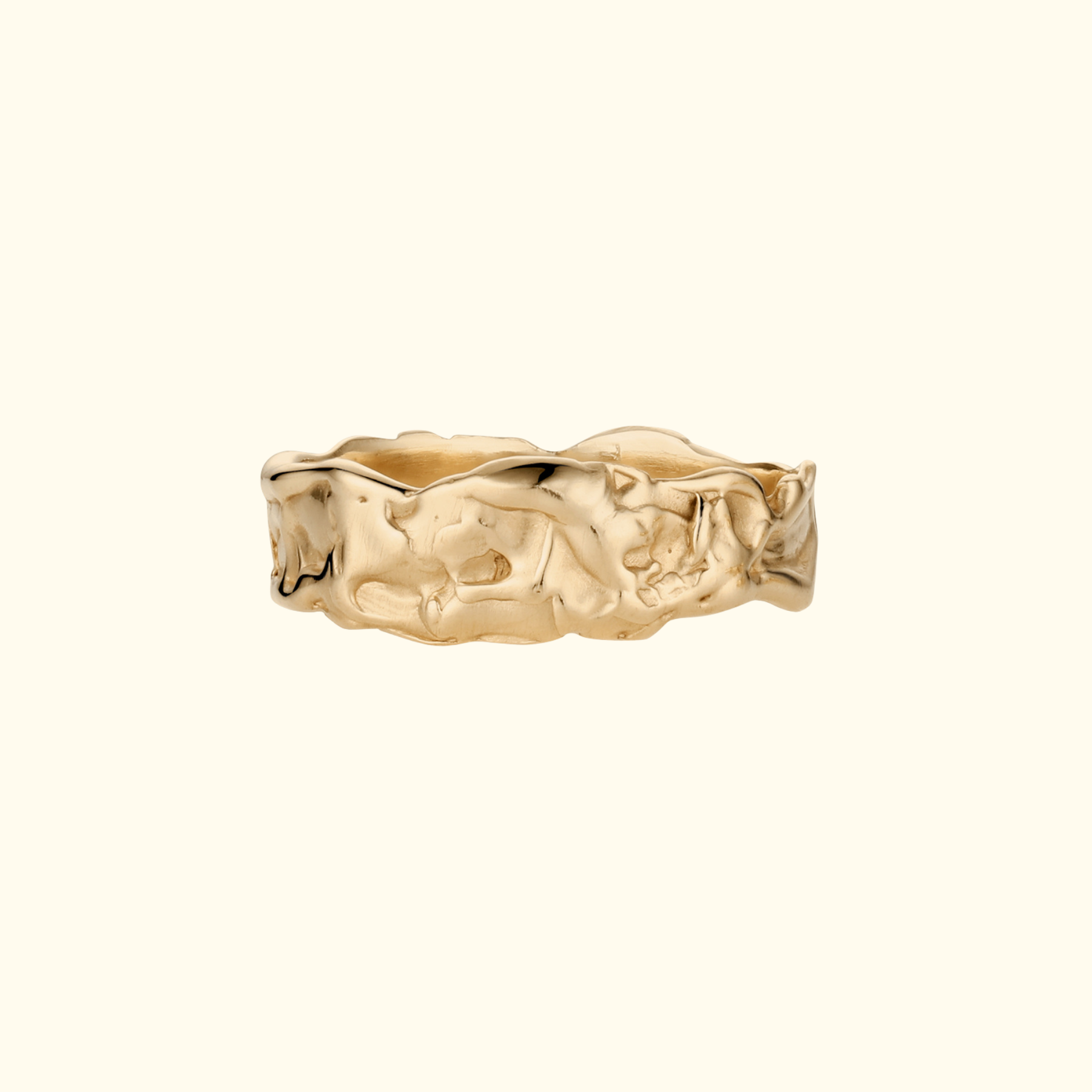 5mm organic molten ring band in 10k gold by jessica liu
