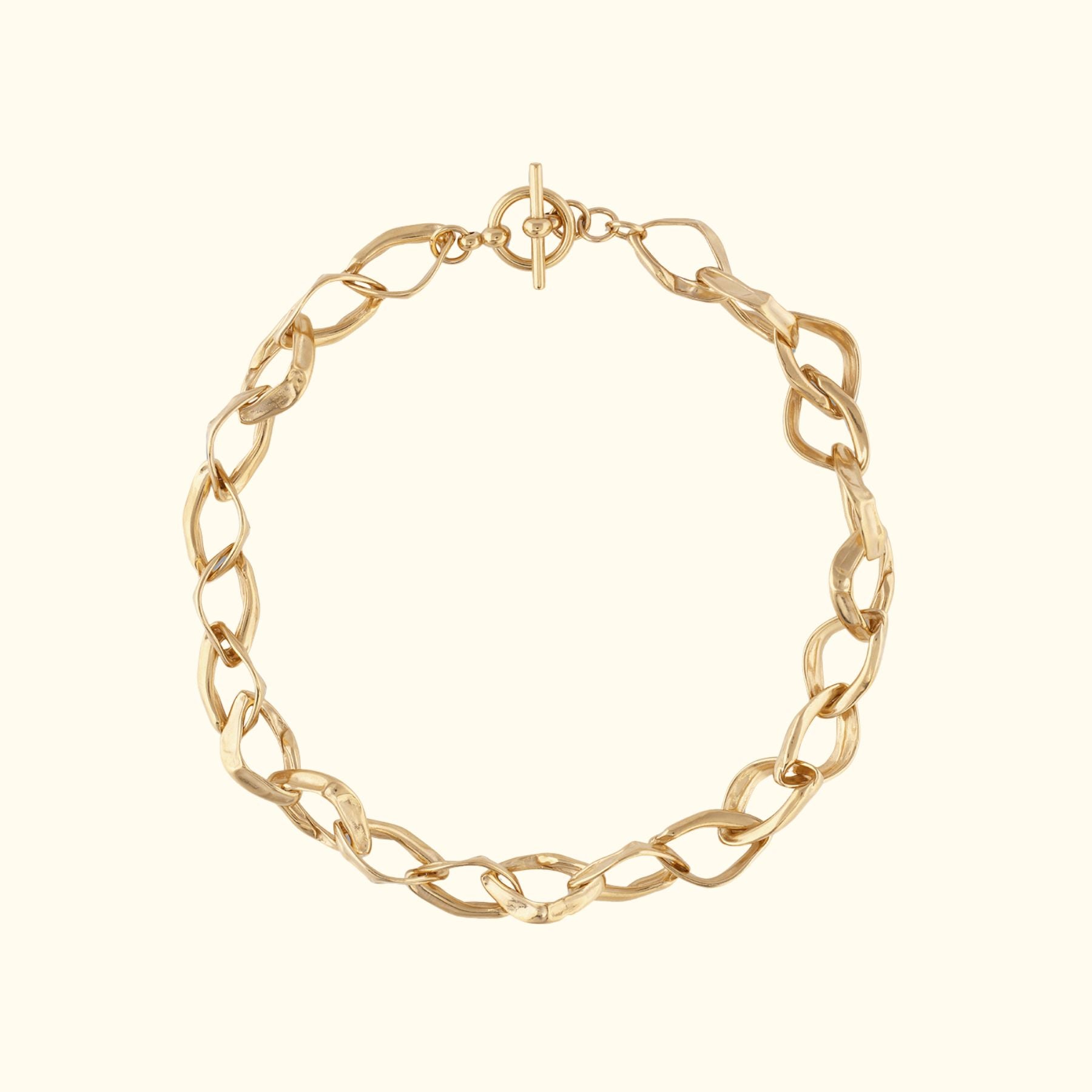 Abstract chunky chain statement necklace in 14k yellow gold by Jessica Liu