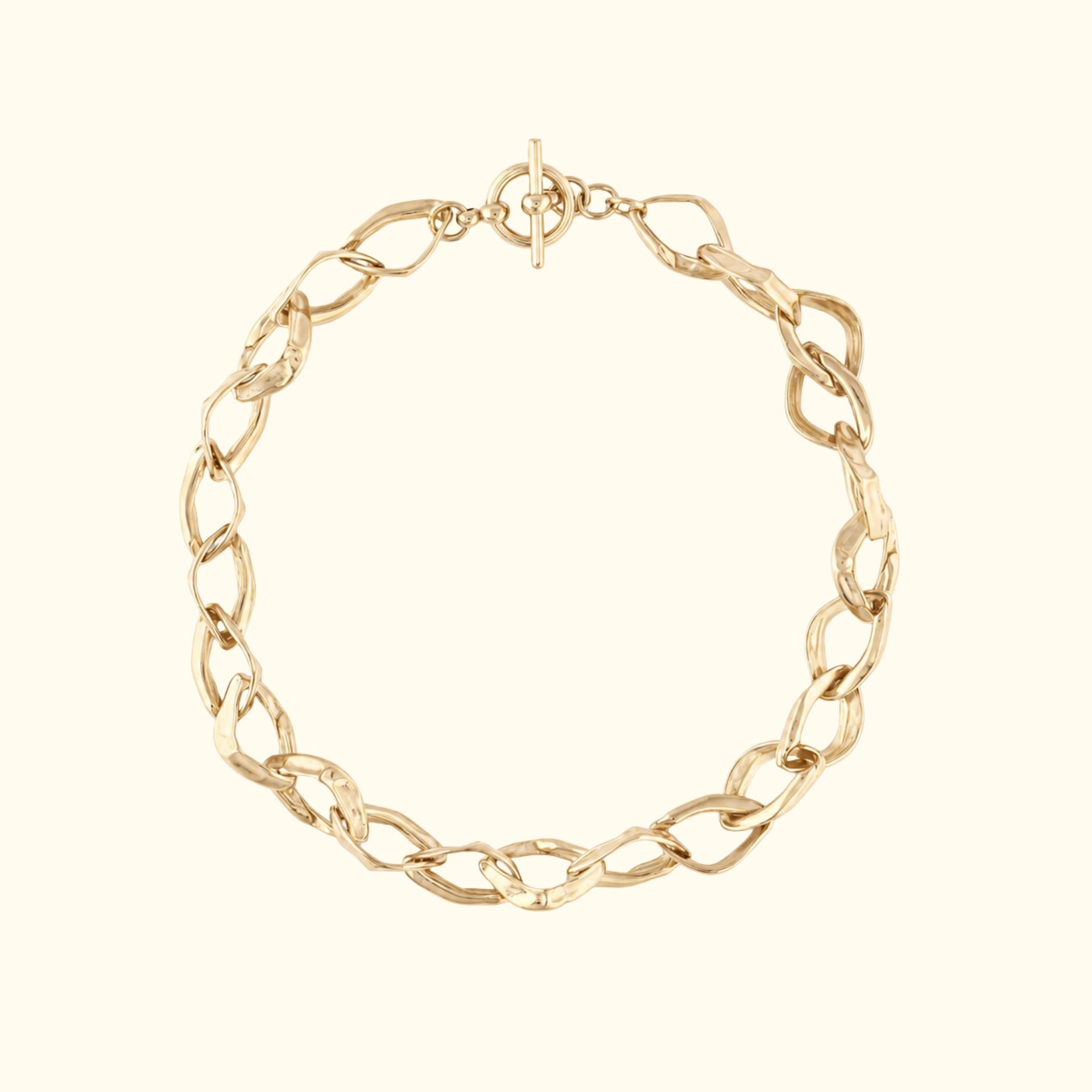 Abstract chunky chain statement necklace in 14k yellow gold by Jessica Liu