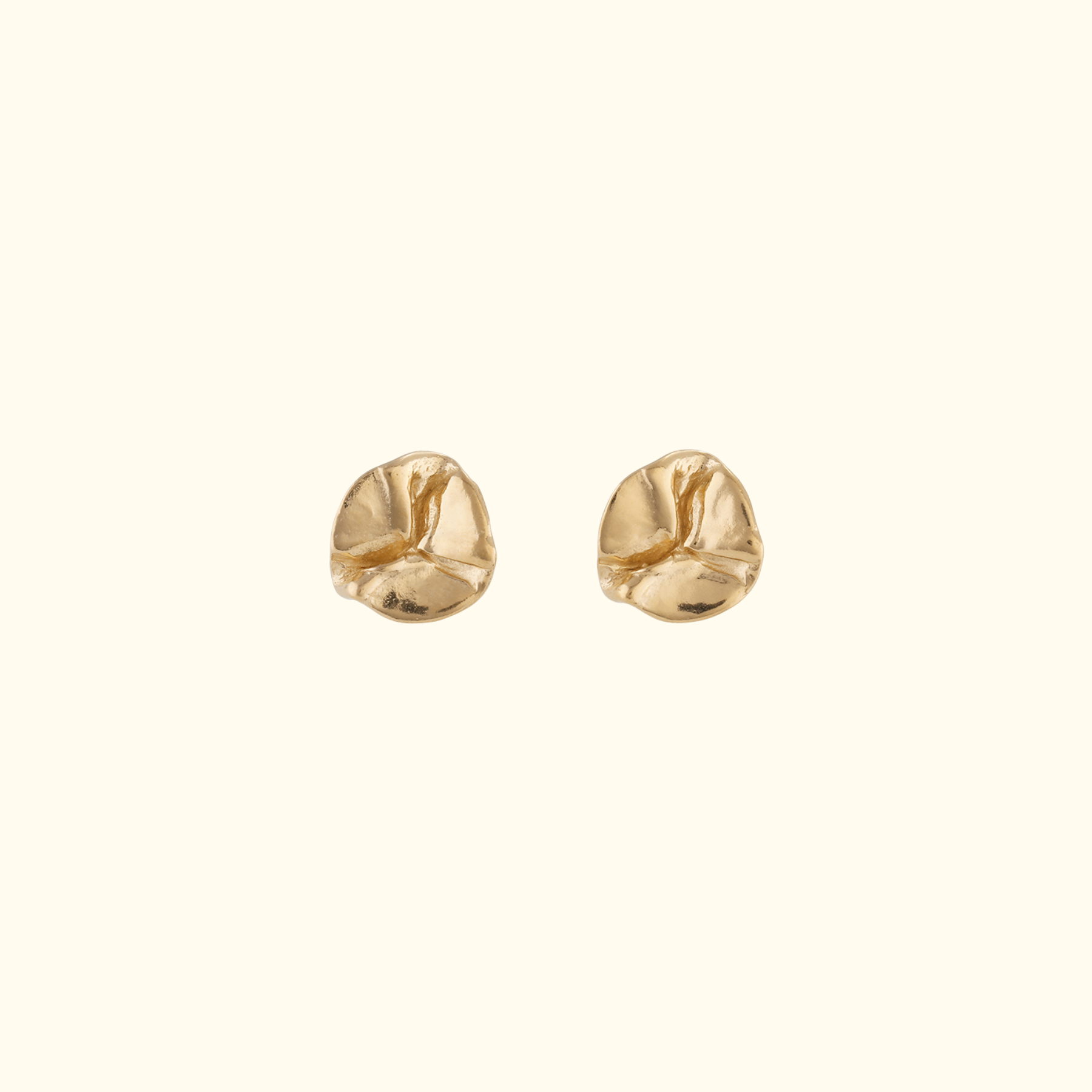 14k gold small abstract lily pad stud earrings by jessica liu