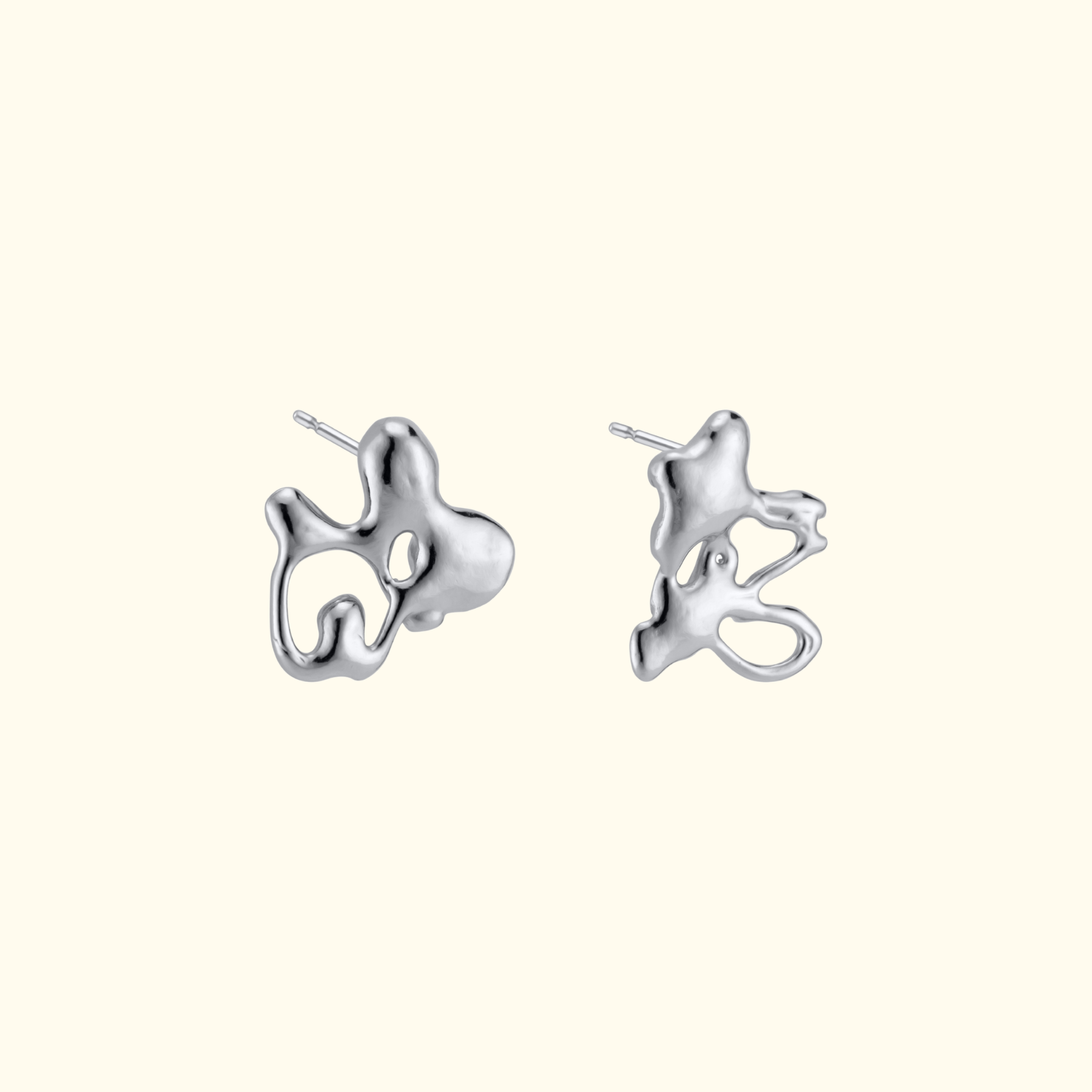 organic squiggle splotch stud earrings in silver by jessica liu