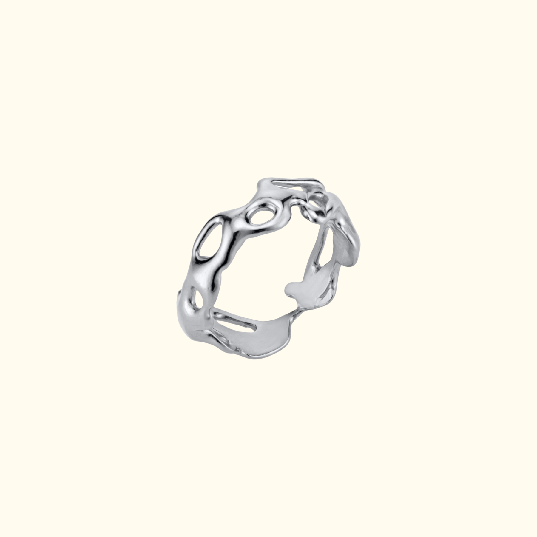 organic squiggly ring band in silver by jessica liu