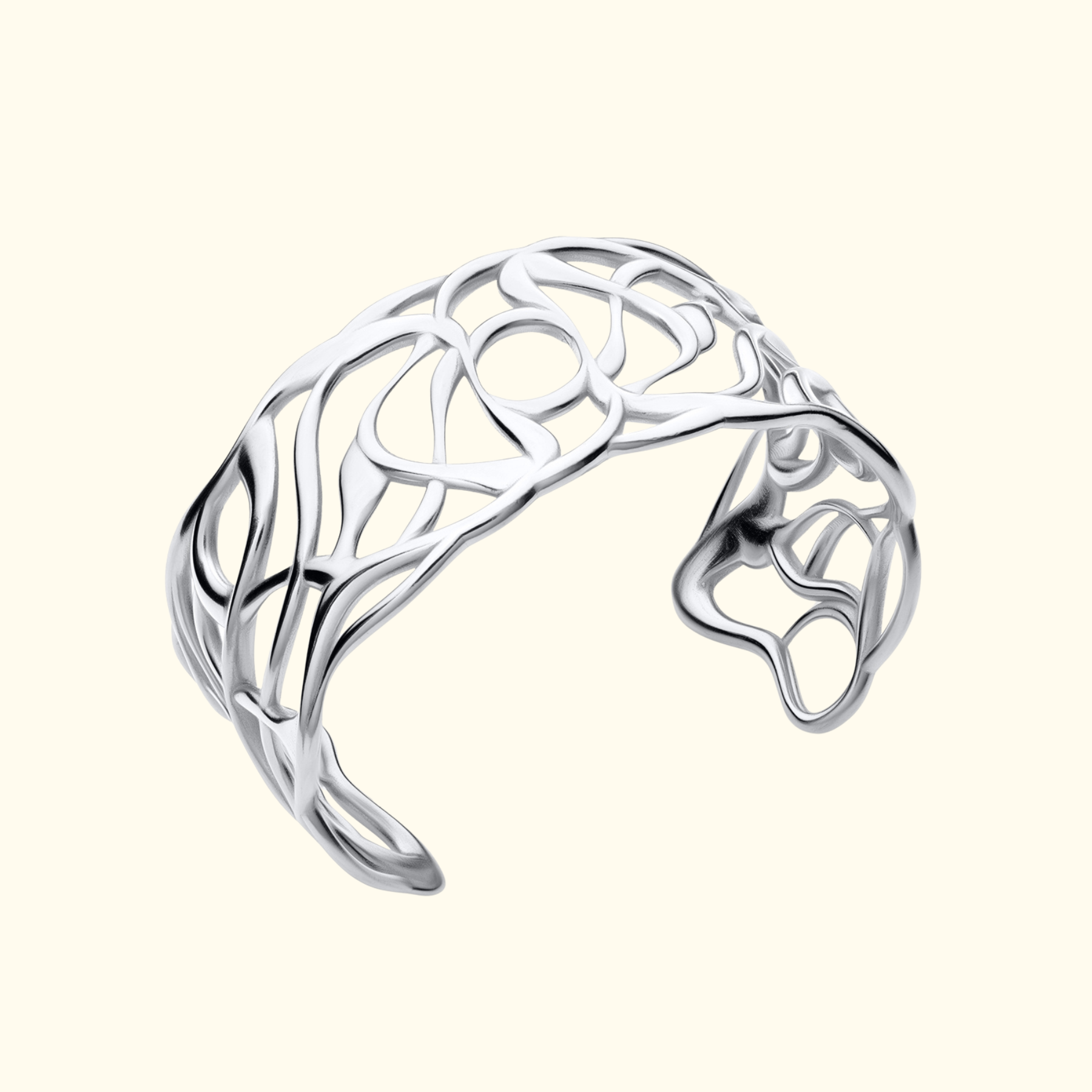 artful fluid lines cuff bracelet in silver by jessica liu