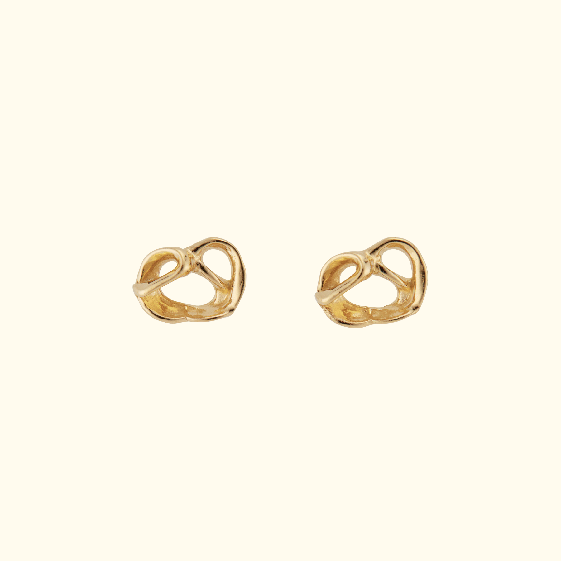 14k gold abstract pretzel stud earrings by jessica liu